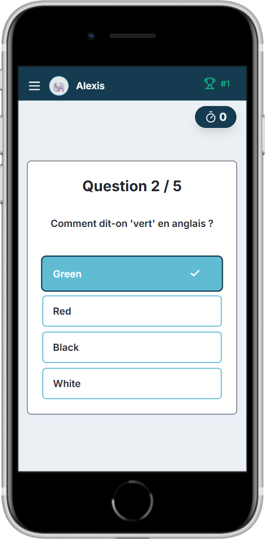 Interface mobile Kutsum - thème clair